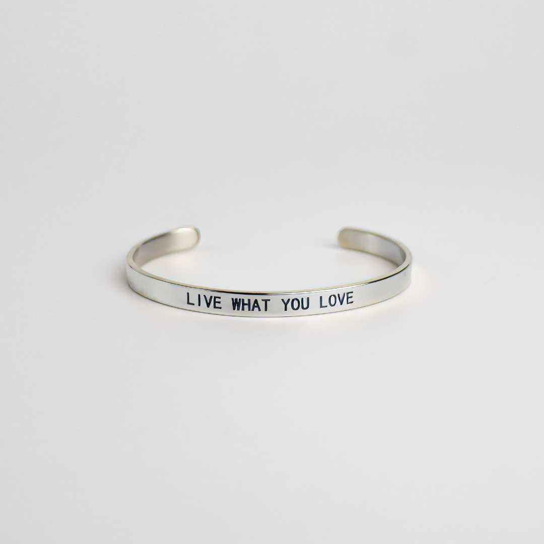 Live What You Love Non Tarnish Silver Stainless Steel Adjustable Cuff Bracelet - MyMantra