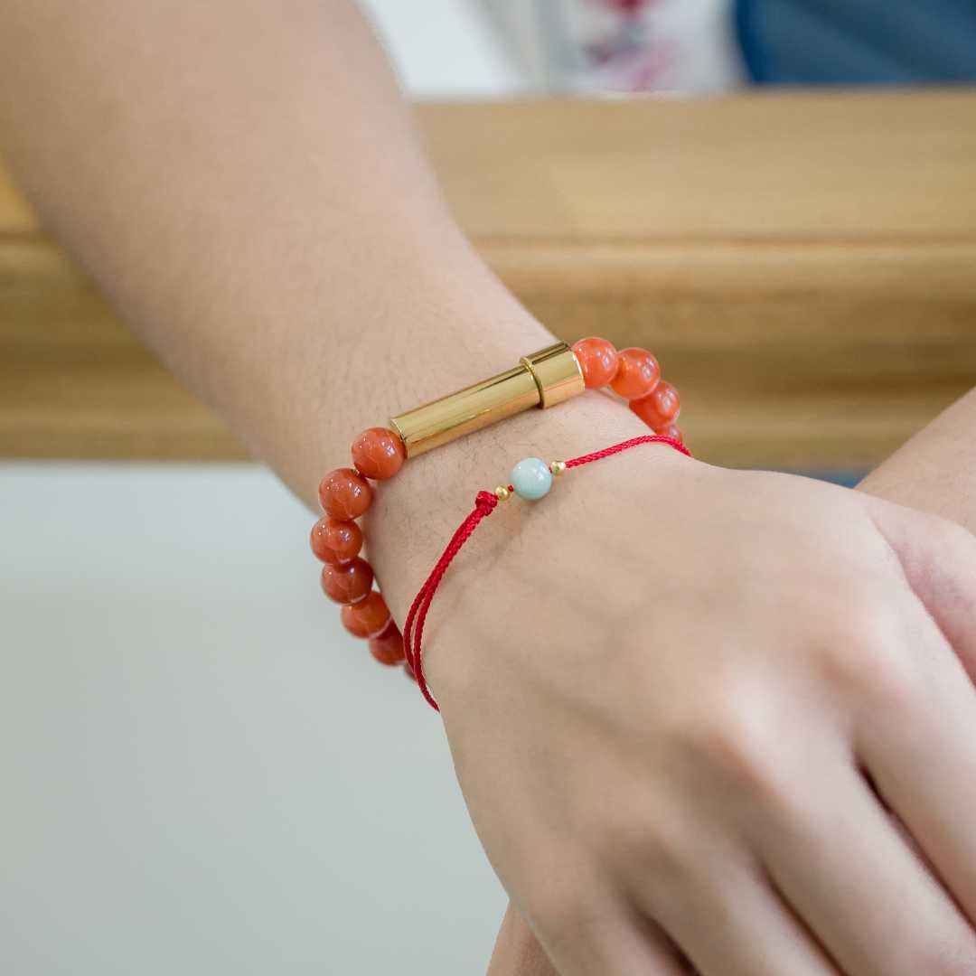 Lucky Green Stone Red String Bracelet When Worn - MyMantra