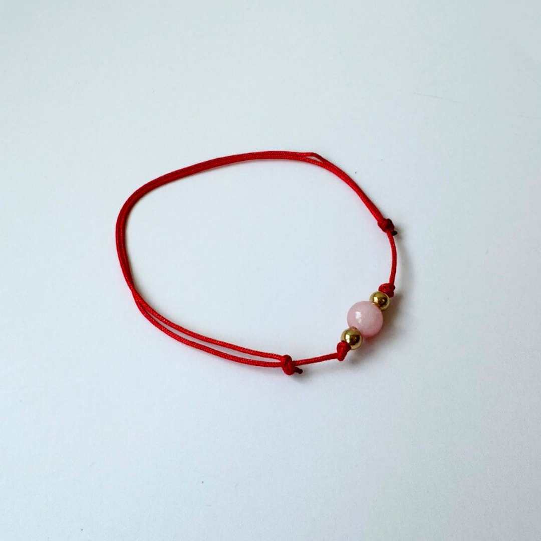 Pink Jade Red String Bracelet