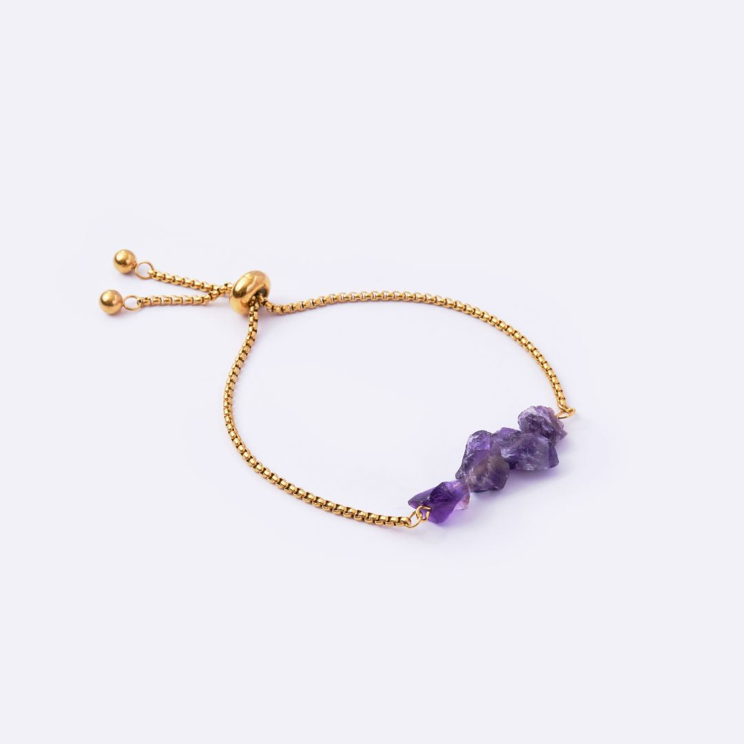 Purity Stainless Steel Adjustable Bracelet - Amethyst