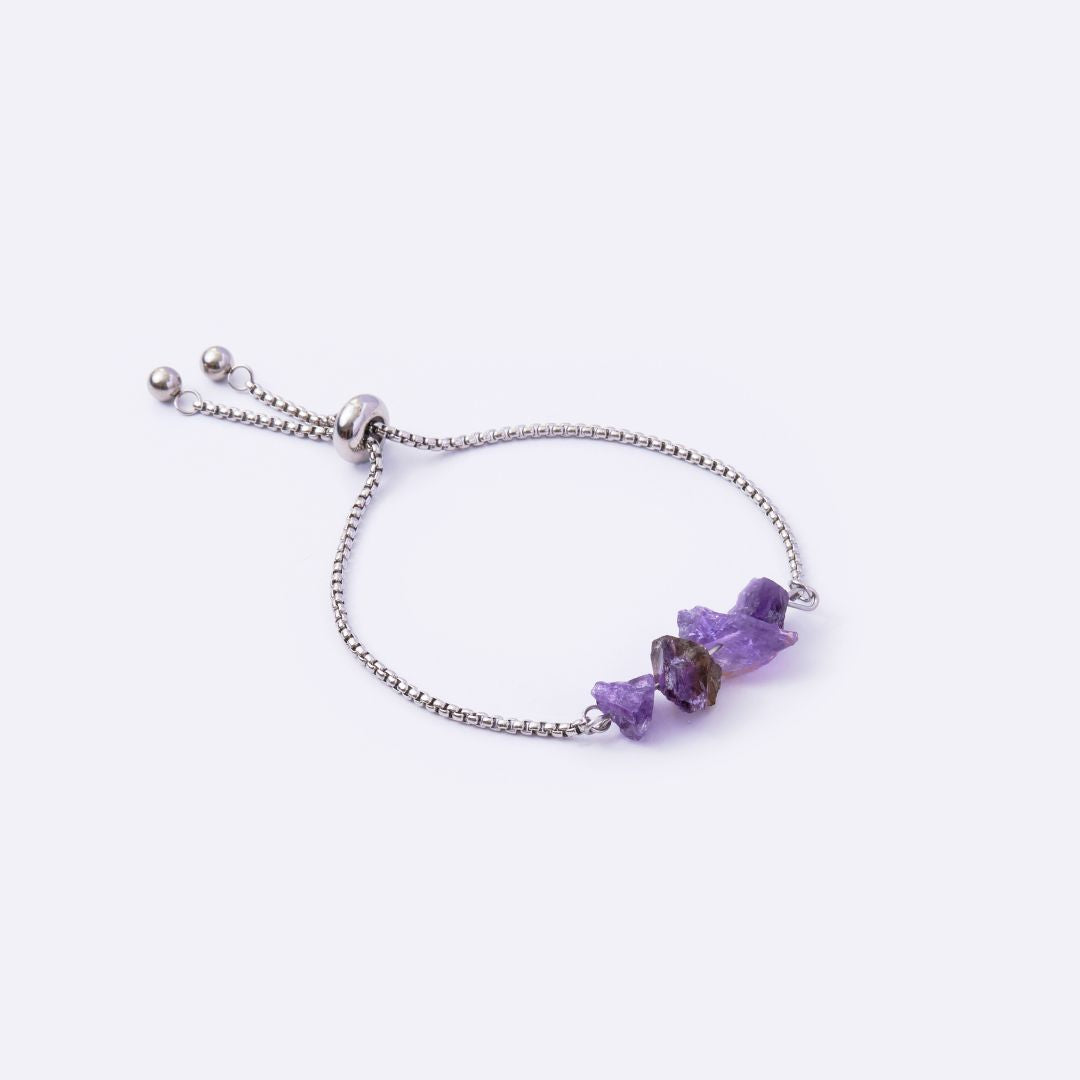 Purity Stainless Steel Adjustable Bracelet - Amethyst