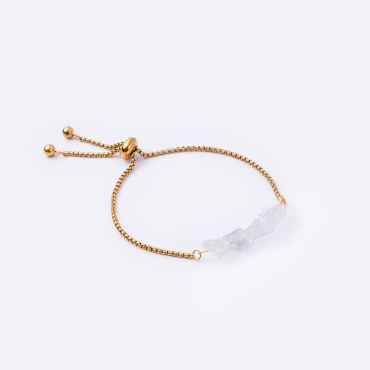 Purity Stainless Steel Adjustable Bracelet - Clear Quartz