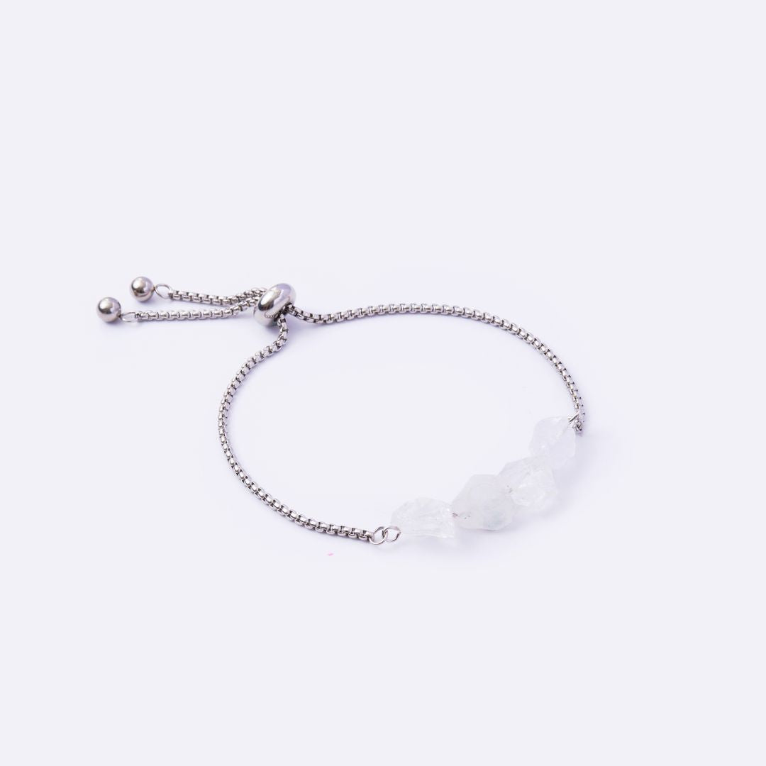 Purity Stainless Steel Adjustable Bracelet - Clear Quartz