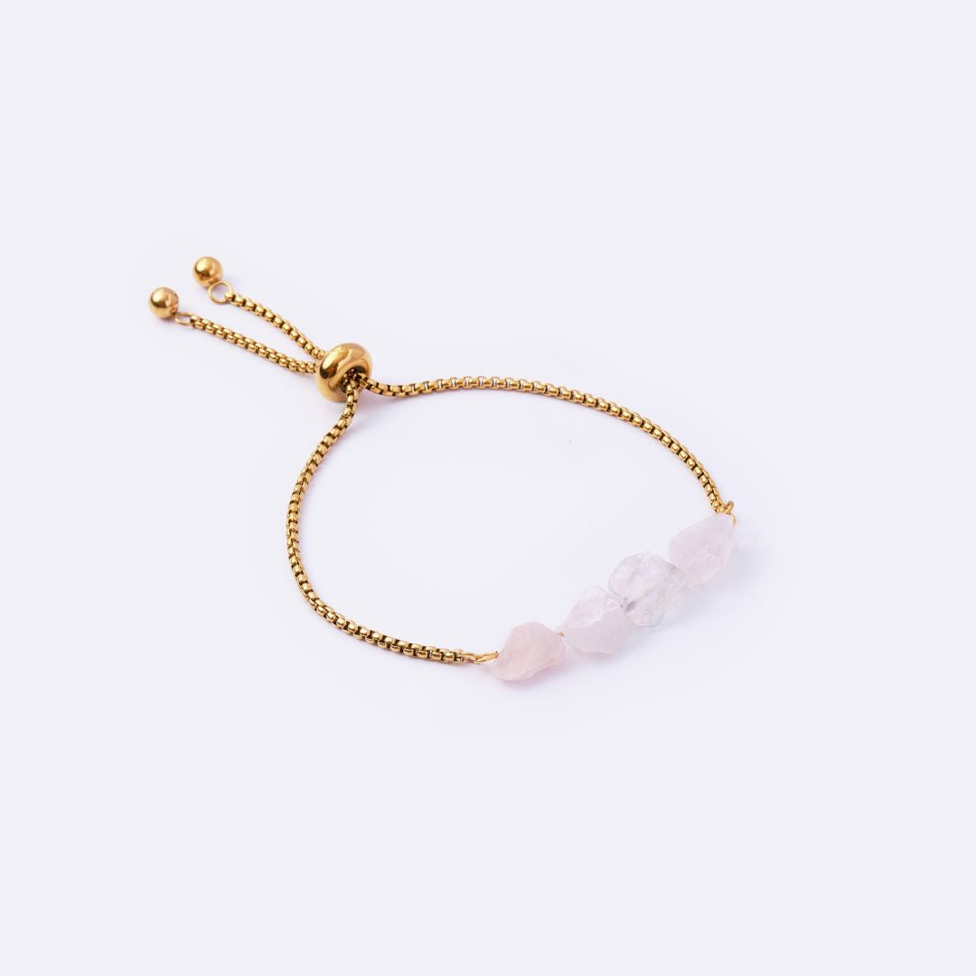 Purity Stainless Steel Adjustable Bracelet - Rose Quartz