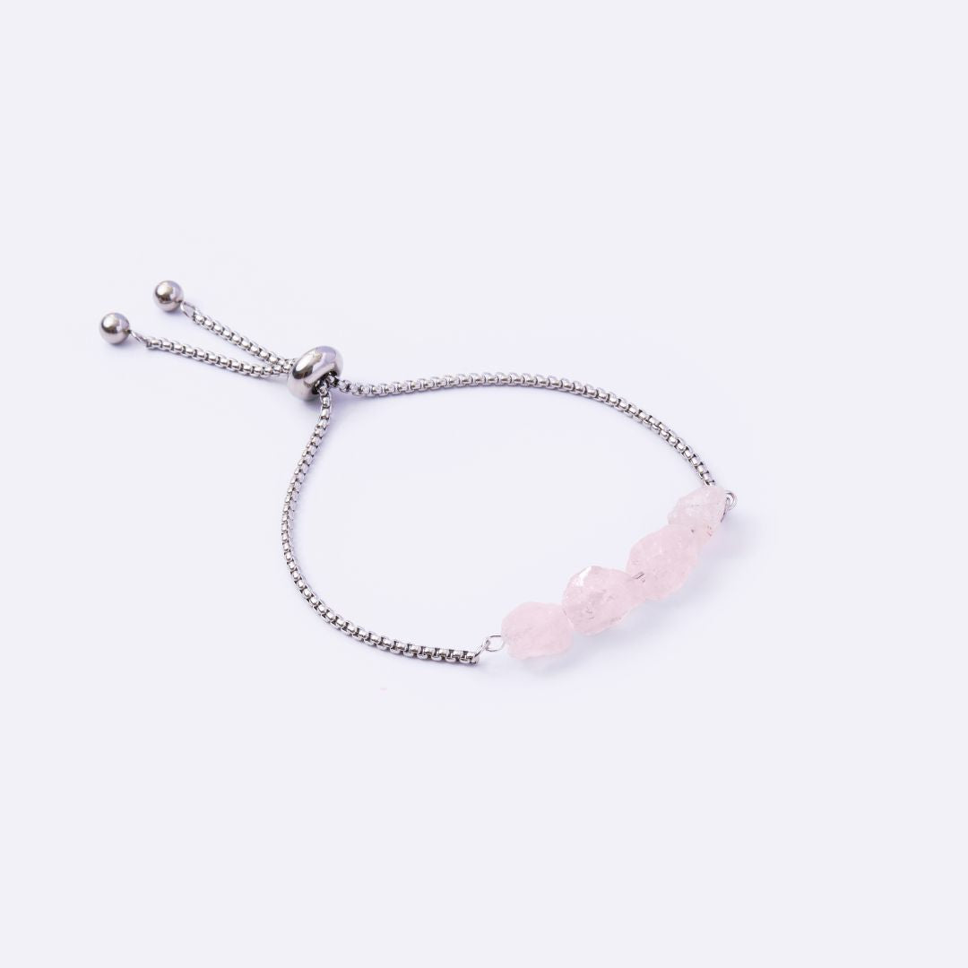 Purity Stainless Steel Adjustable Bracelet - Rose Quartz