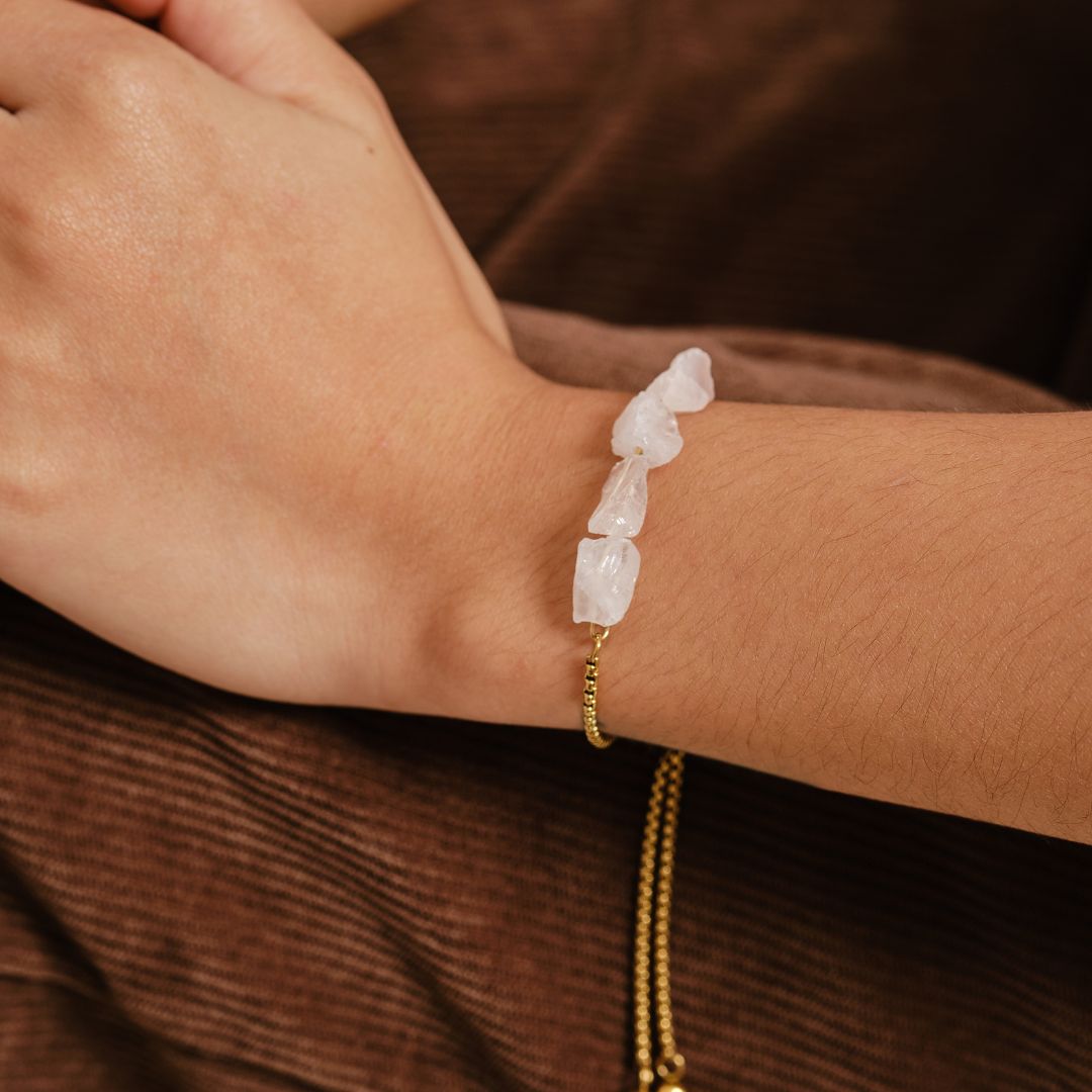 Purity Stainless Steel Adjustable Bracelet - Rose Quartz