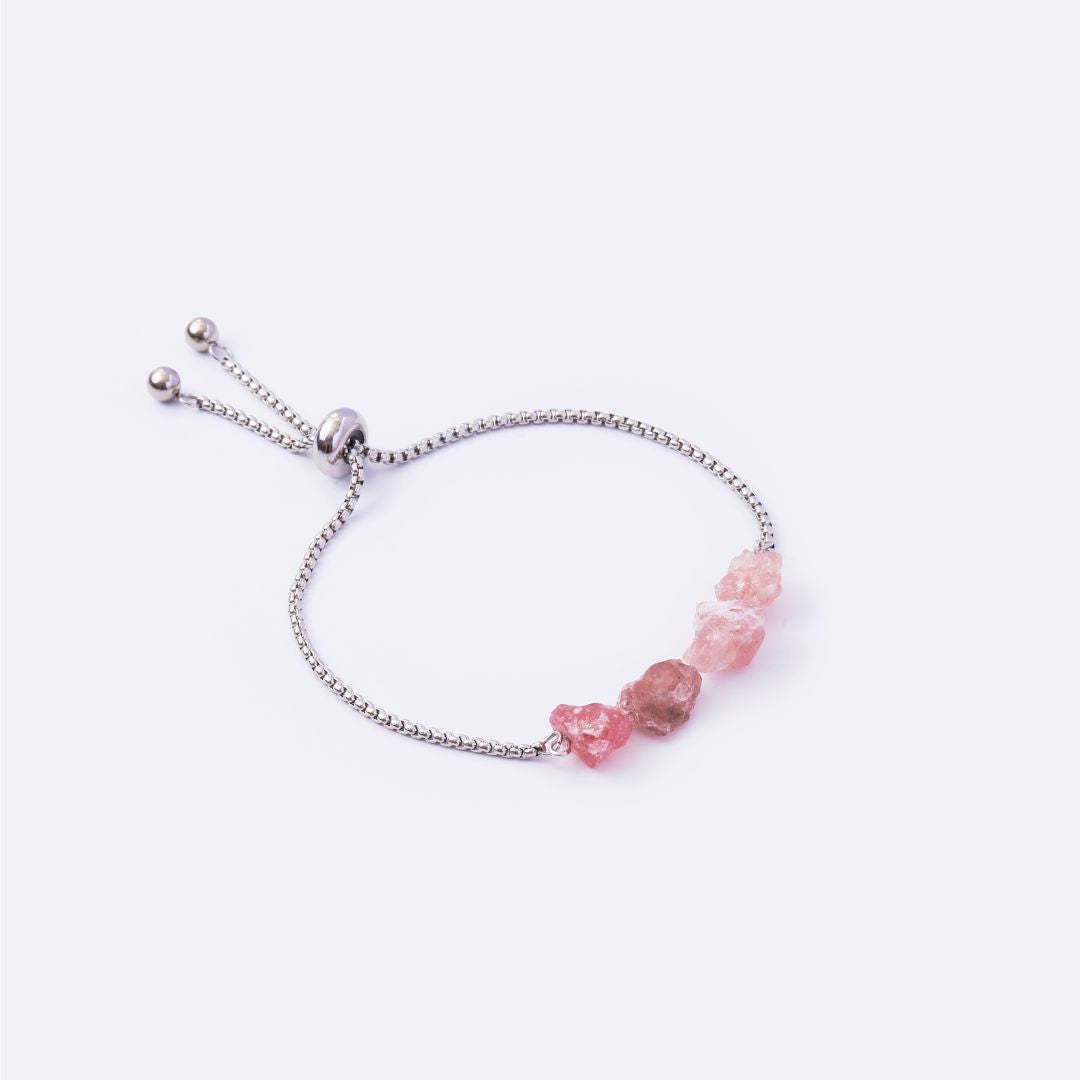 Purity Stainless Steel Adjustable Bracelet - Strawberry Quartz