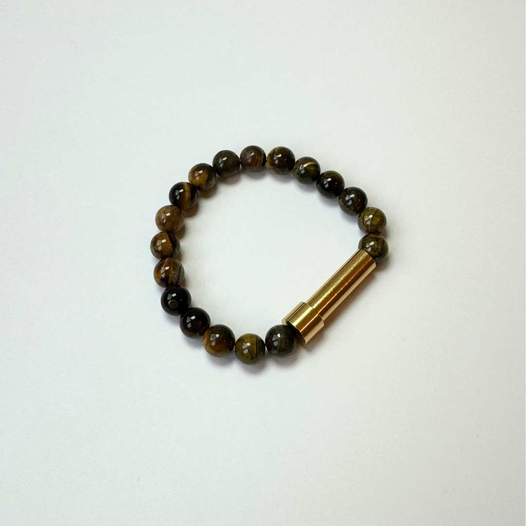 Tiger Eye Beads with Intention Capsule Bracelet