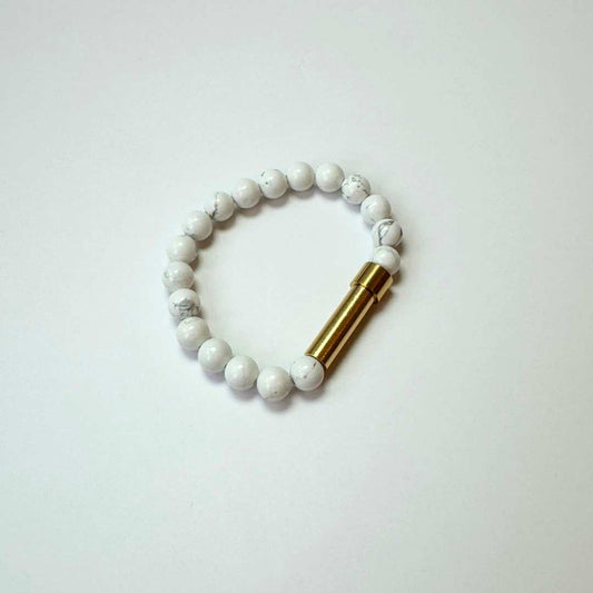 White Howlite Beads with Intention Capsule Bracelet