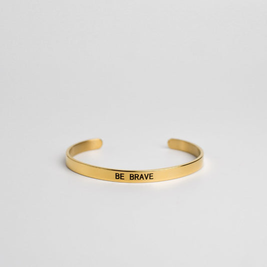 Be Brave Gold Stainless Steel Adjustable Cuff Bracelet - MyMantra