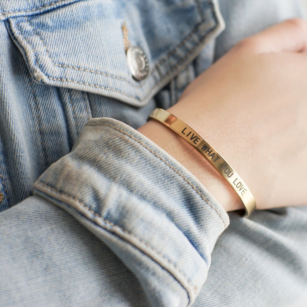 Be Brave Gold Stainless Steel Adjustable Cuff Bracelet - MyMantra