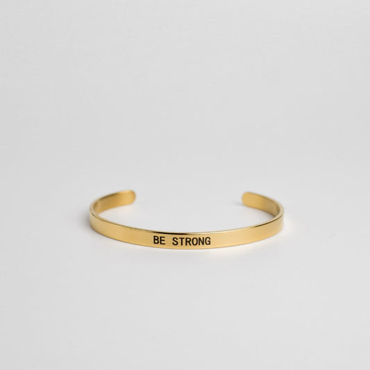 Be Strong Gold Stainless Steel Adjustable Cuff Bracelet - MyMantra