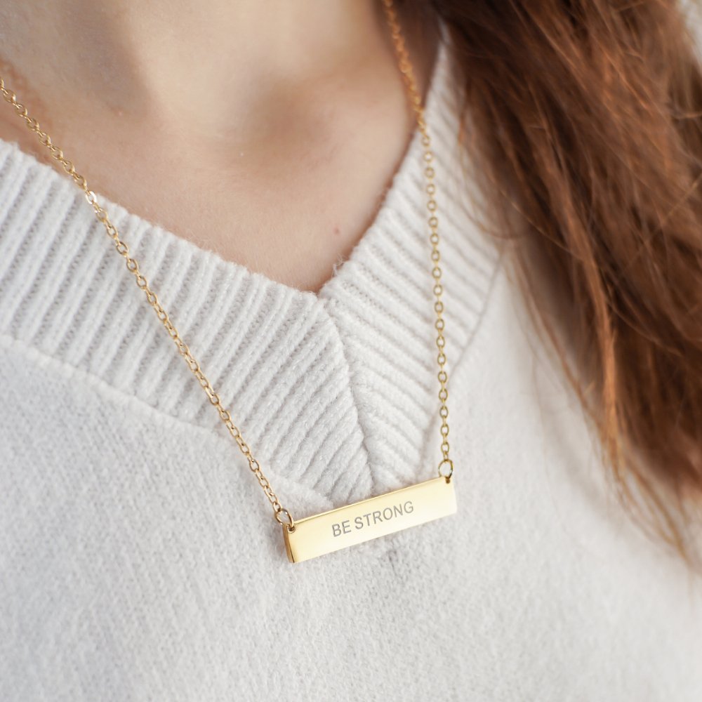 Be Strong Gold Stainless Steel ID Necklace - MyMantra