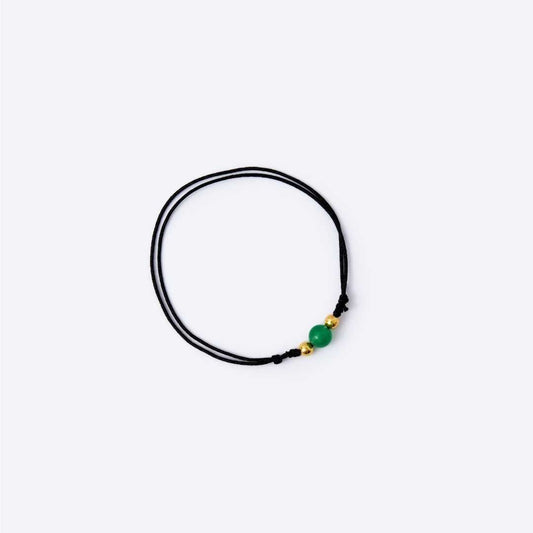Black String Bracelet - Green Jade - MyMantra