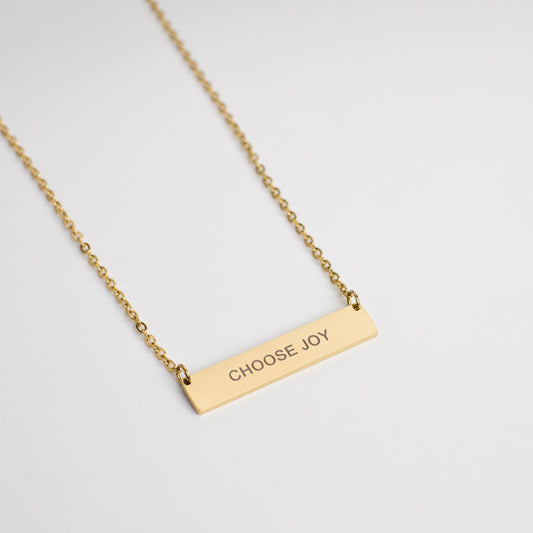 Choose Joy Non - Tarnish Gold - Plated Stainless Steel ID Necklace - MyMantra