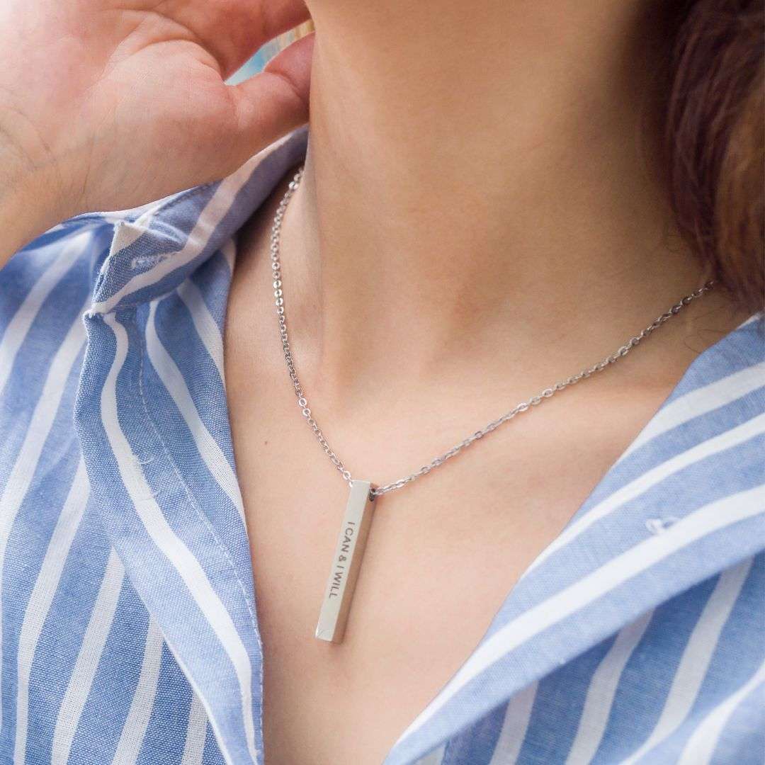 Custom Vertical Bar Stainless Steel Necklace - MyMantra