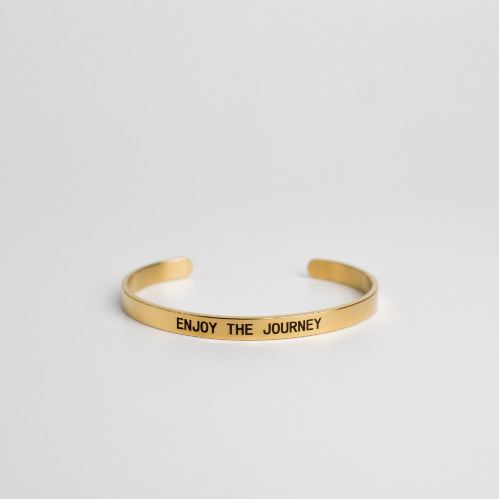 Enjoy The Journey Gold Stainless Steel Adjustable Cuff Bracelet - MyMantra