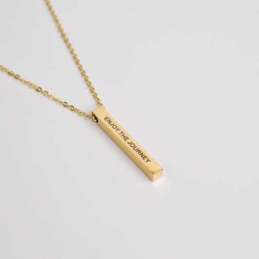 Enjoy The Journey Gold Stainless Steel Bar Necklace - MyMantra