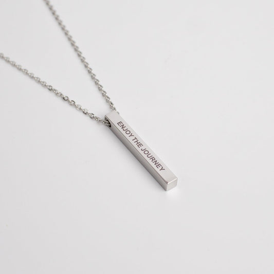 Enjoy The Journey Silver Stainless Steel Bar Necklace - MyMantra