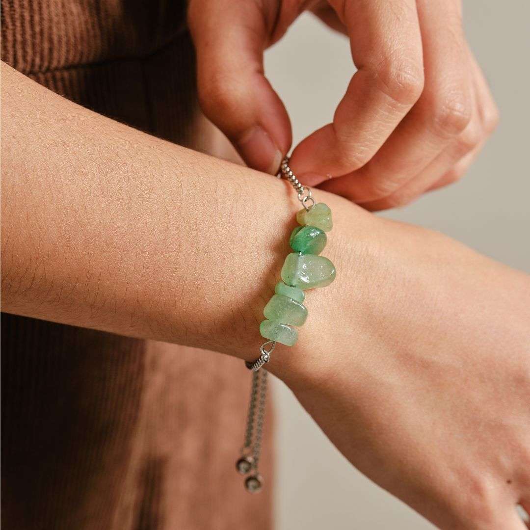 Freedom Stainless Steel Adjustable Bracelet - Jade - MyMantra
