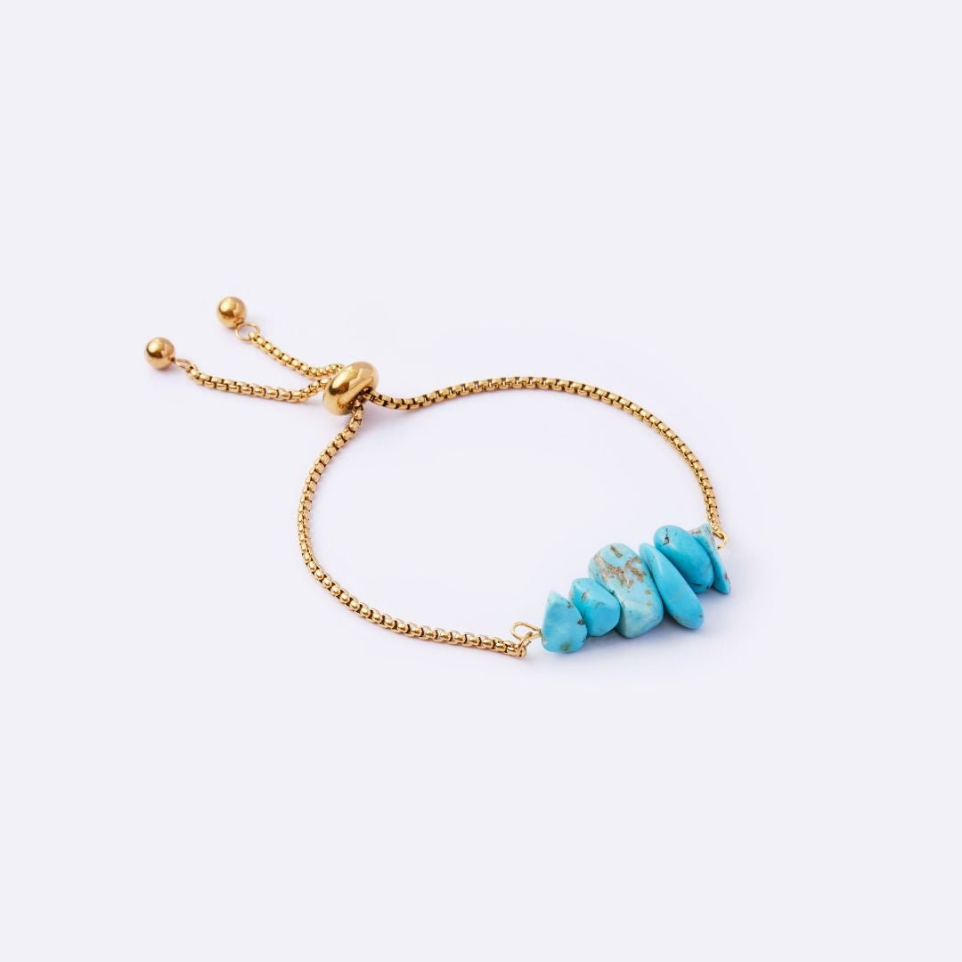 Freedom Stainless Steel Adjustable Bracelet - Turquoise - MyMantra