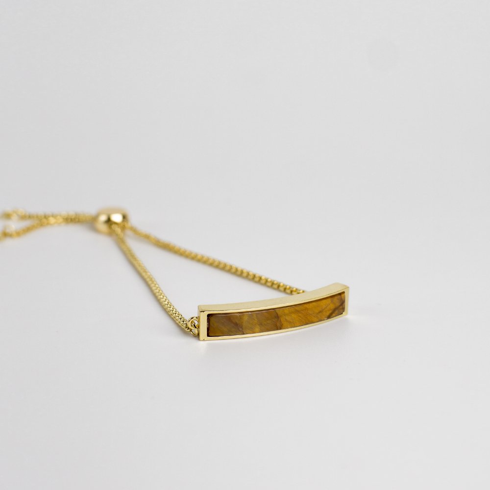 Harmony Bar Stone Adjustable Bracelet - Yellow Tiger Eye - MyMantra