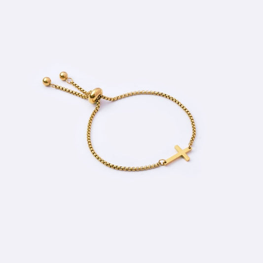 Have Faith Cross Charm with Adjustable Stainless Steel Bracelet - MyMantra