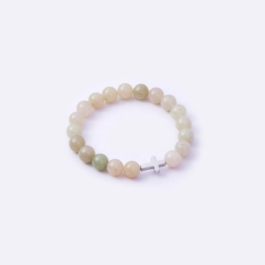 Have Faith Cross Charm with Jadeite Beads Bracelet - MyMantra