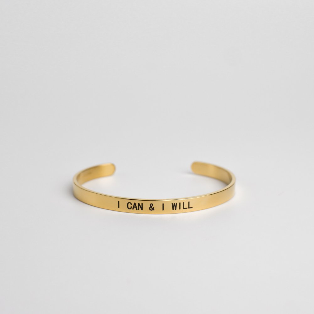 I Can & I Will Gold Stainless Steel Adjustable Cuff Bracelet - MyMantra