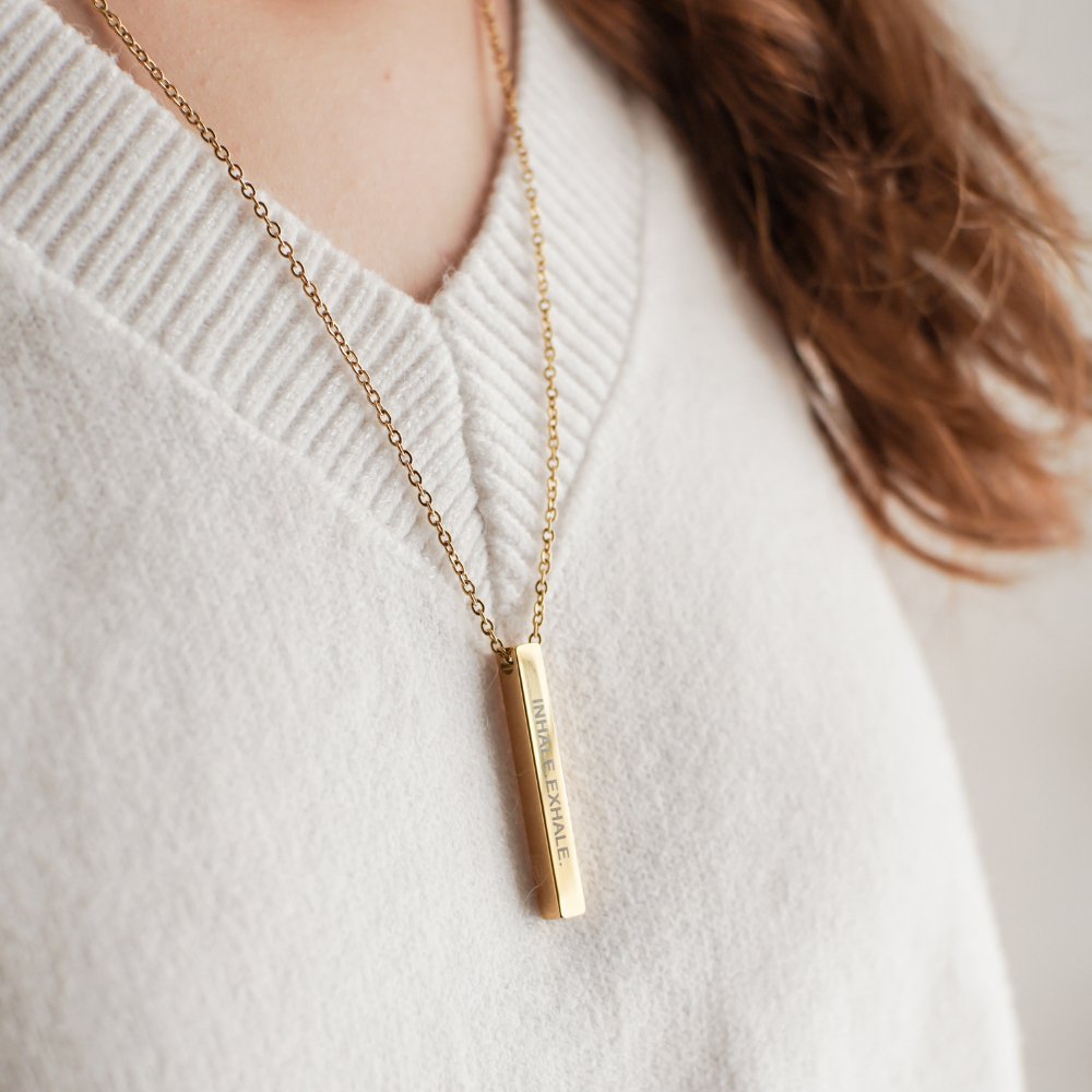 Live What You Love Gold Stainless Steel Bar Necklace - MyMantra