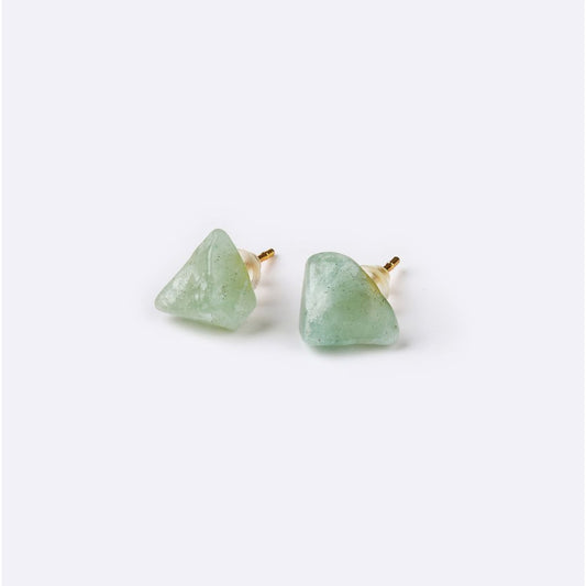 Natural Shaped Stone Earrings - Green Aventurine