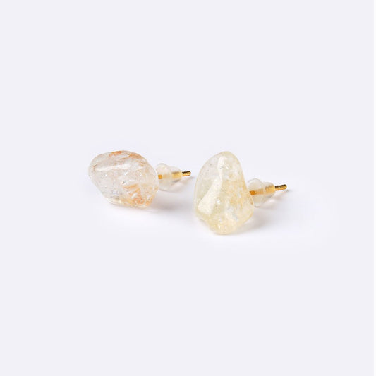 Natural Shaped Stone Earrings - Citrine