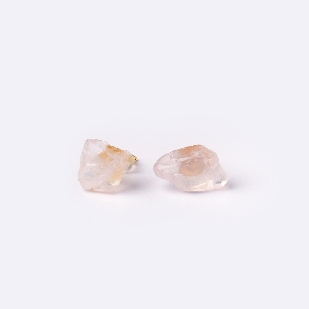 Natural Shaped Stone Earrings - Rose Quartz
