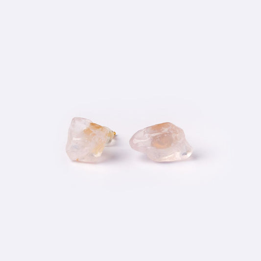 Natural Shaped Stone Earrings - Rose Quartz