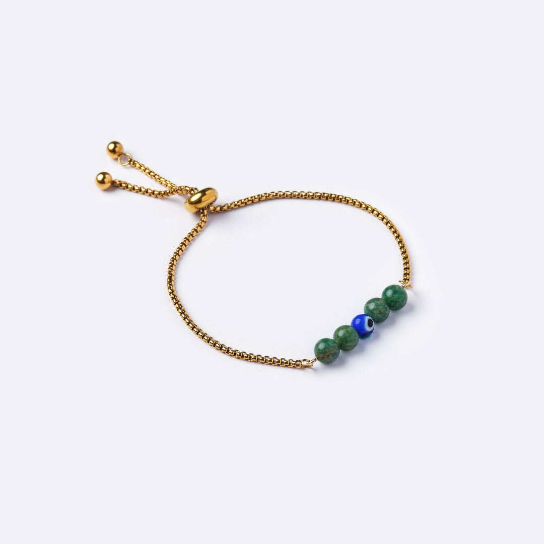 Serenity Stainless Steel Bracelet – Jade with Evil Eye