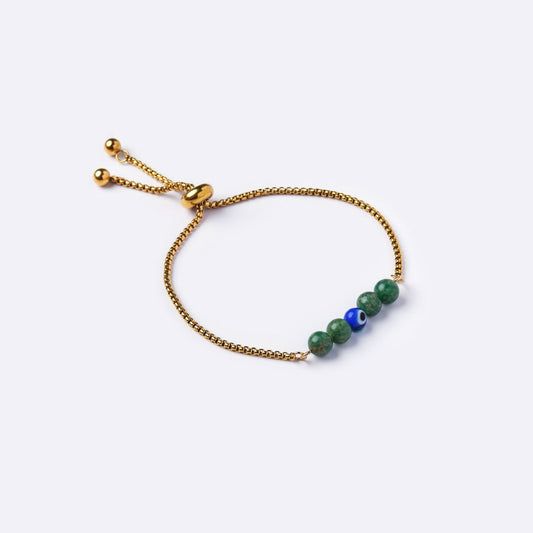 Serenity Stainless Steel Bracelet – Jade with Evil Eye