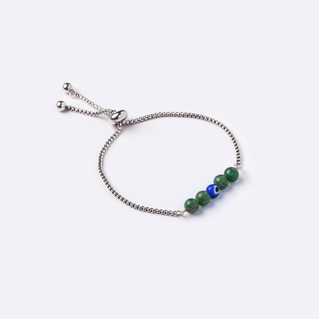 Serenity Stainless Steel Bracelet – Jade with Evil Eye