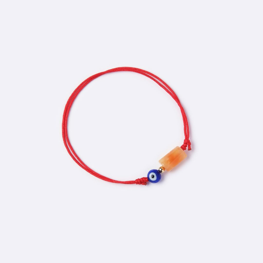 Well-Balanced Red String Bracelet – Carnelian with Evil Eye