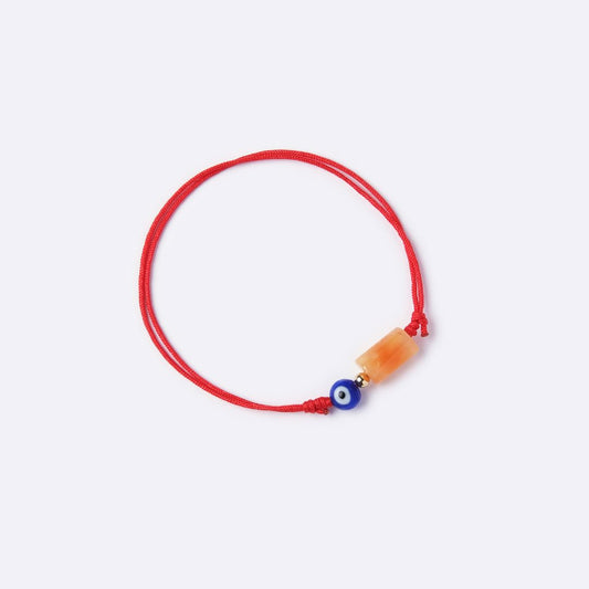 Well-Balanced Red String Bracelet – Carnelian with Evil Eye
