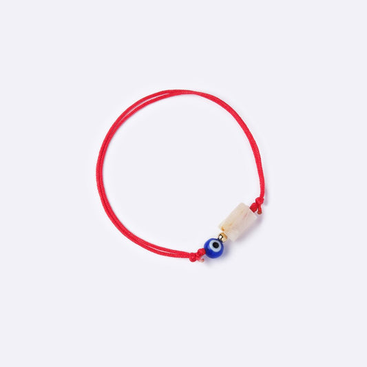 Well-Balanced Red String Bracelet – Moonstone with Evil Eye