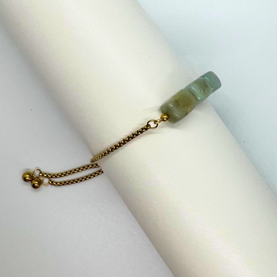 Amazonite Gold Bracelet Cube Beads - MyMantra