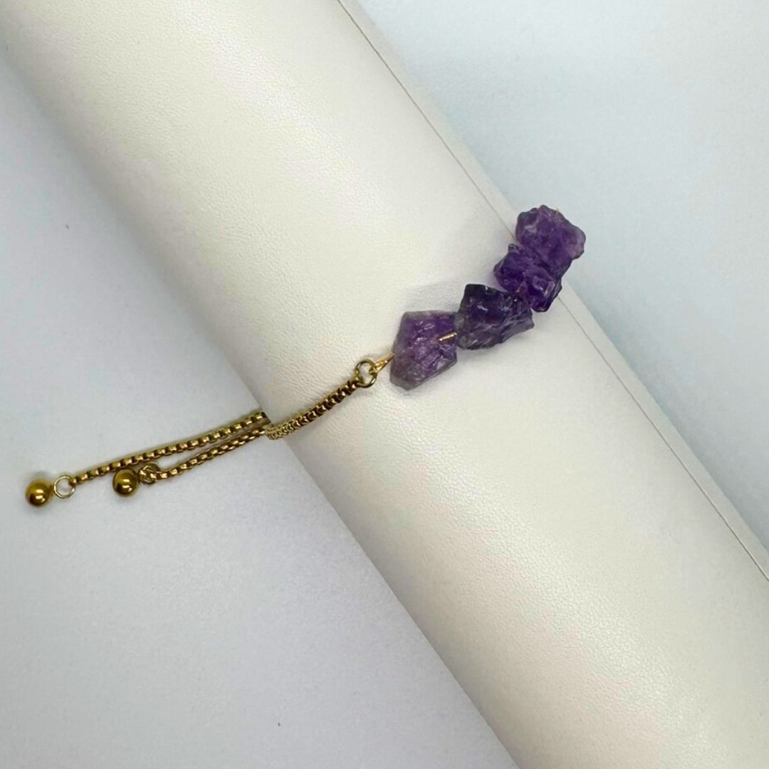 Amethyst Gold Bracelet Raw Beads - MyMantra