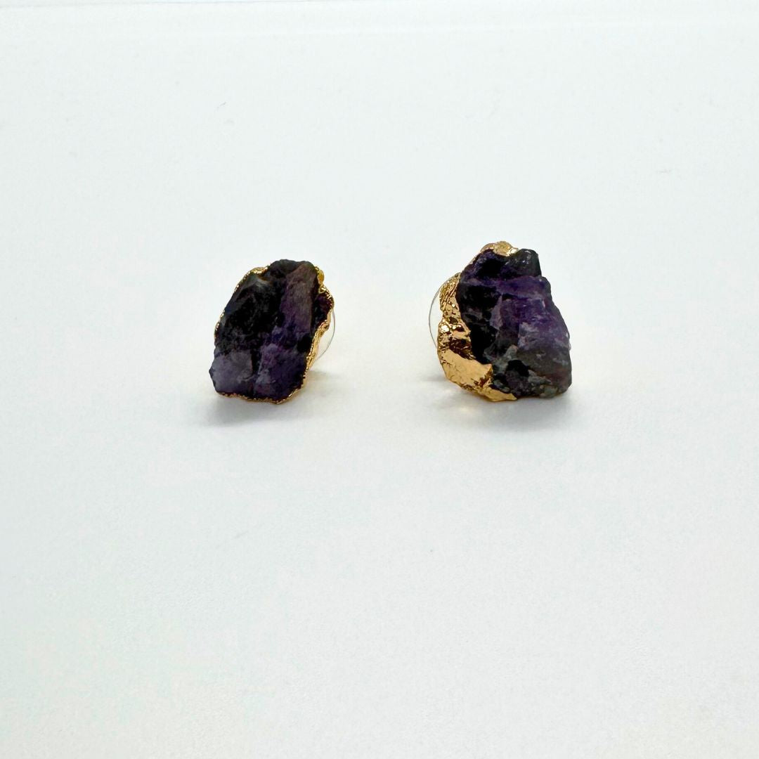 Amethyst Raw Stone Earrings- MyMantra