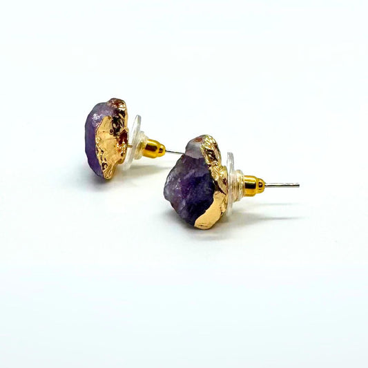 Amethyst Raw Stone Earrings- MyMantra