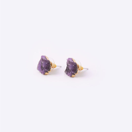 Raw Stone Earrings - Amethyst