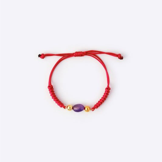 Natural Stone Red String Bracelet - Amethyst