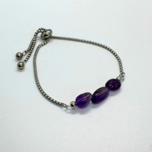 Amethyst Stone Bracelet Roun Beads - MyMantra