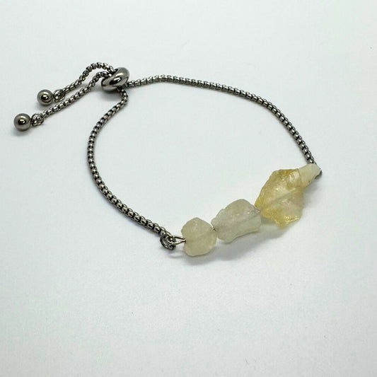 Citrine Silver Bracelet Raw Beads - MyMantra