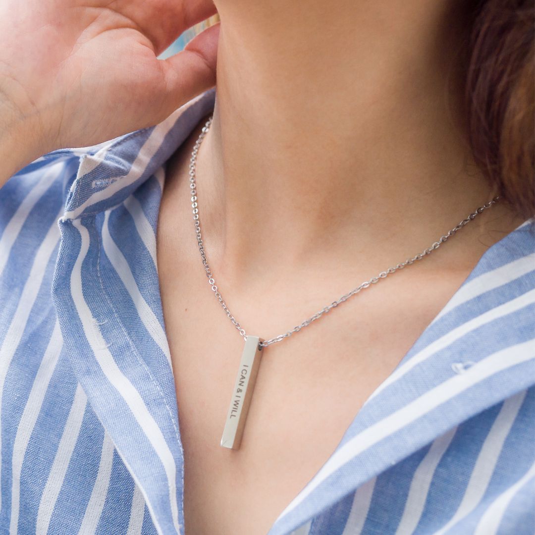 Custom Vertical Bar Stainless Steel Necklace