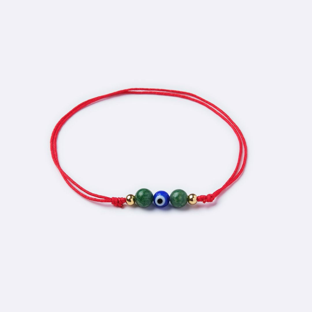 Evil Eye with Jade Beads Red String Anklet